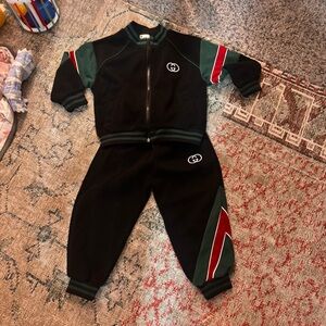 Black and Green Gucci Tracksuit with Red Accents